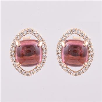9K Gold 2.96 Ct Cushion Tourmaline Earrings