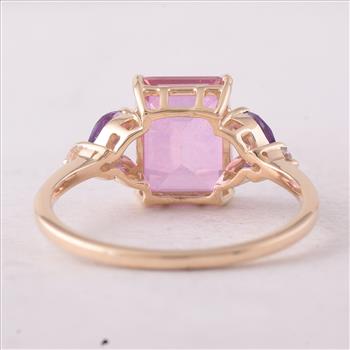 9K Gold 3.07 Ct Octagon Pink Topaz Ring 7 US Ring Size