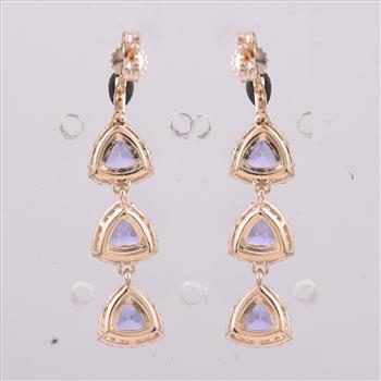 9K Gold 3.13 Ct Trillion Tanzanite Earrings