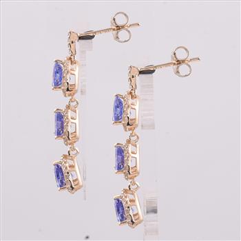 9K Gold 3.13 Ct Trillion Tanzanite Earrings