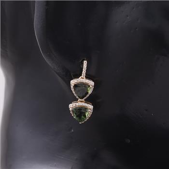 9K Gold 3.13 Ct Trillion Tourmaline Earrings