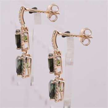 9K Gold 3.13 Ct Trillion Tourmaline Earrings