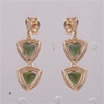 9K Gold 3.13 Ct Trillion Tourmaline Earrings