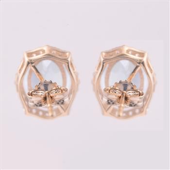 9K Gold 3.14 Ct Oval Blue Topaz Earrings