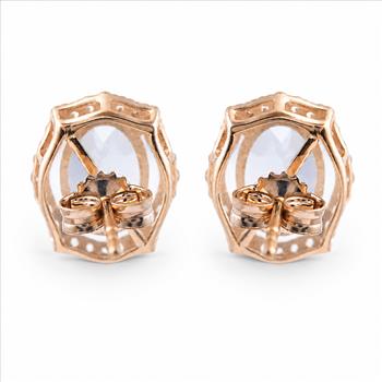 9K Gold 3.14 Ct Oval Blue Topaz Earrings