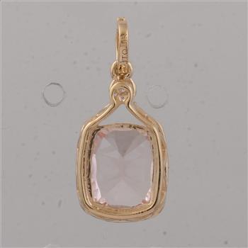 9K Gold 3.16 Ct Cushion Morganite Pendant
