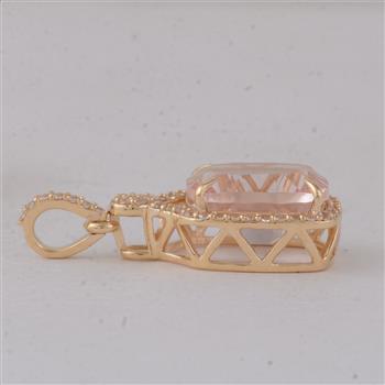 9K Gold 3.16 Ct Cushion Morganite Pendant