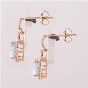 9K Gold 3.16 Ct Oval Aquamarine Earrings