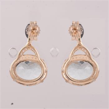 9K Gold 3.16 Ct Oval Aquamarine Earrings