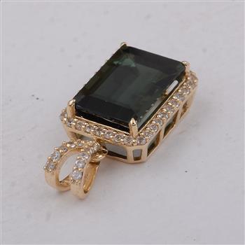 9K Gold 3.19 Ct Octagon Tourmaline Pendant