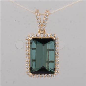 9K Gold 3.19 Ct Octagon Tourmaline Pendant
