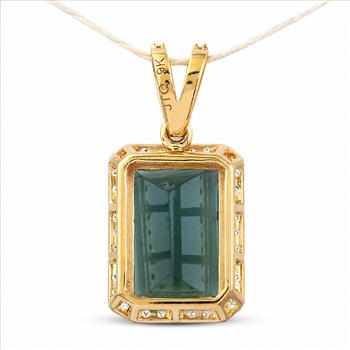 9K Gold 3.19 Ct Octagon Tourmaline Pendant