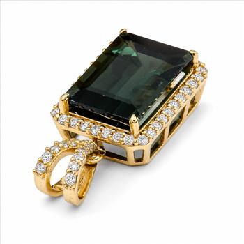 9K Gold 3.19 Ct Octagon Tourmaline Pendant