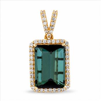 9K Gold 3.19 Ct Octagon Tourmaline Pendant