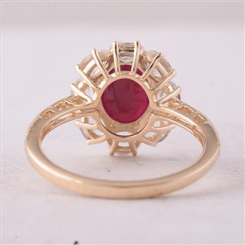 9K Gold 3.21 Ct Oval Ruby Ring 7 US Ring Size