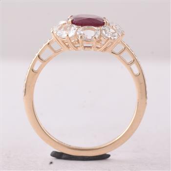 9K Gold 3.21 Ct Oval Ruby Ring 7 US Ring Size