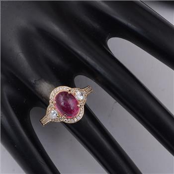 9K Gold 3.21 Ct Oval Tourmaline Ring 7 US Ring Size