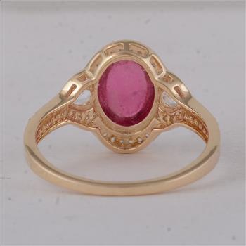 9K Gold 3.21 Ct Oval Tourmaline Ring 7 US Ring Size
