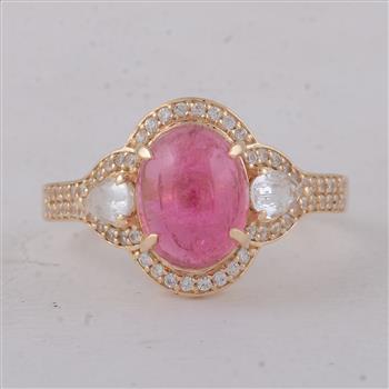 9K Gold 3.21 Ct Oval Tourmaline Ring 7 US Ring Size