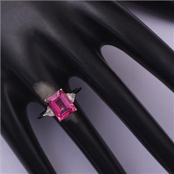 9K Gold 3.25 Ct Octagon Pink Topaz Ring 7 US Ring Size