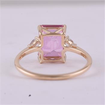 9K Gold 3.25 Ct Octagon Pink Topaz Ring 7 US Ring Size