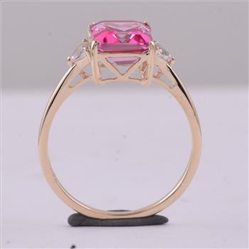 9K Gold 3.25 Ct Octagon Pink Topaz Ring 7 US Ring Size