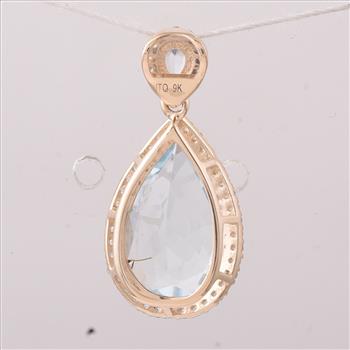 9K Gold 3.30 Ct Pear Aquamarine Pendant