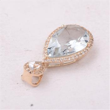 9K Gold 3.30 Ct Pear Aquamarine Pendant