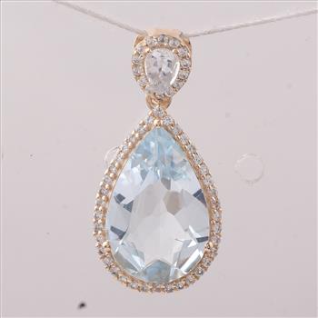 9K Gold 3.30 Ct Pear Aquamarine Pendant