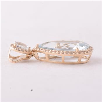 9K Gold 3.30 Ct Pear Aquamarine Pendant