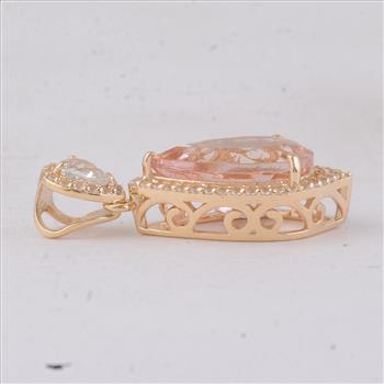 9K Gold 3.31 Ct Pear Morganite Pendant