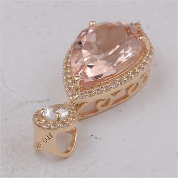 9K Gold 3.31 Ct Pear Morganite Pendant