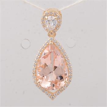 9K Gold 3.31 Ct Pear Morganite Pendant