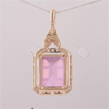 9K Gold 3.35 Ct Octagon Pink Topaz Pendant