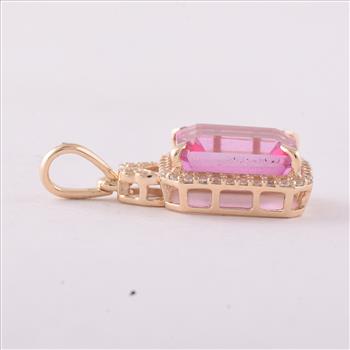 9K Gold 3.35 Ct Octagon Pink Topaz Pendant