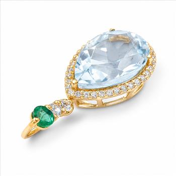 9K Gold 3.35 Ct Pear Aquamarine Pendant