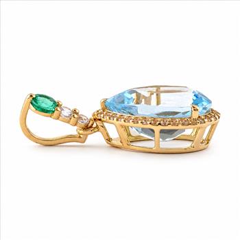 9K Gold 3.35 Ct Pear Aquamarine Pendant