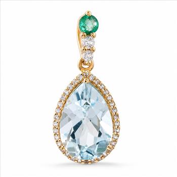 9K Gold 3.35 Ct Pear Aquamarine Pendant