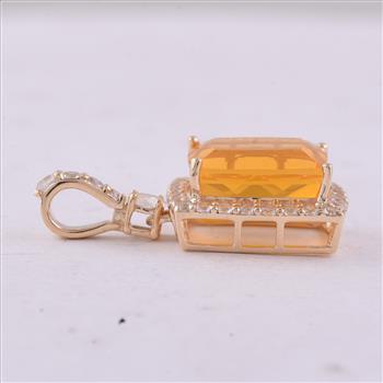 9K Gold 3.43 Ct Cushion Fire Opal Pendant