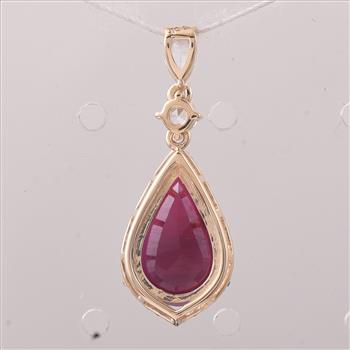 9K Gold 3.45 Ct Pear Ruby Pendant