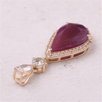 9K Gold 3.45 Ct Pear Ruby Pendant