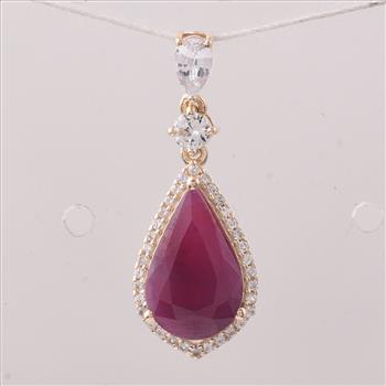 9K Gold 3.45 Ct Pear Ruby Pendant