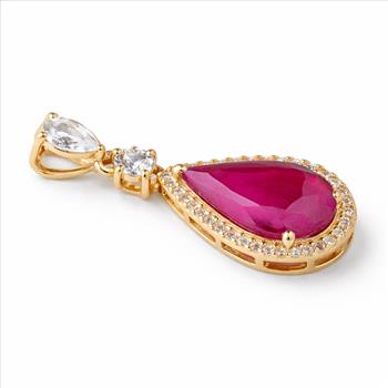 9K Gold 3.45 Ct Pear Ruby Pendant