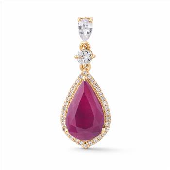 9K Gold 3.45 Ct Pear Ruby Pendant