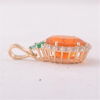 9K Gold 3.46 Ct Oval Fire Opal Pendant
