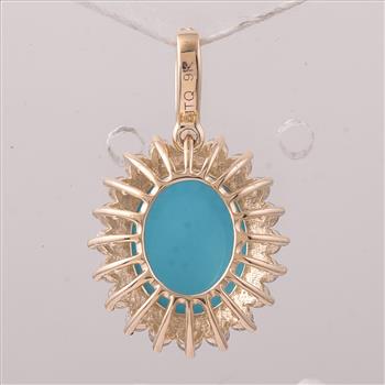 9K Gold 3.46 Ct Oval Turquoise Pendant