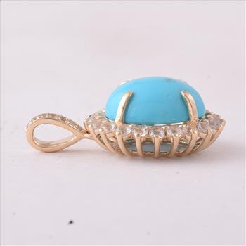 9K Gold 3.46 Ct Oval Turquoise Pendant
