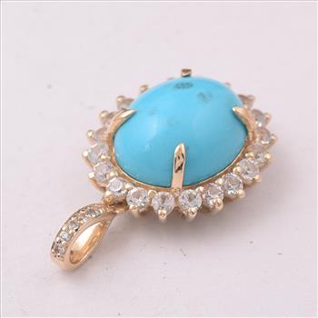 9K Gold 3.46 Ct Oval Turquoise Pendant
