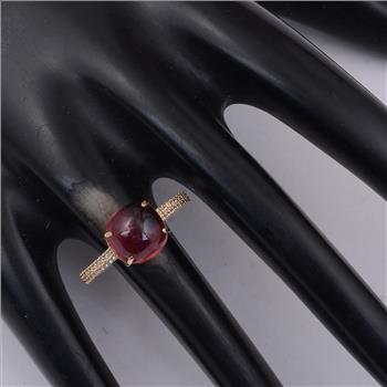 9K Gold 3.47 Ct Cushion Tourmaline Ring  7 US Ring Size