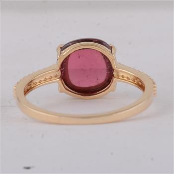 9K Gold 3.47 Ct Cushion Tourmaline Ring  7 US Ring Size